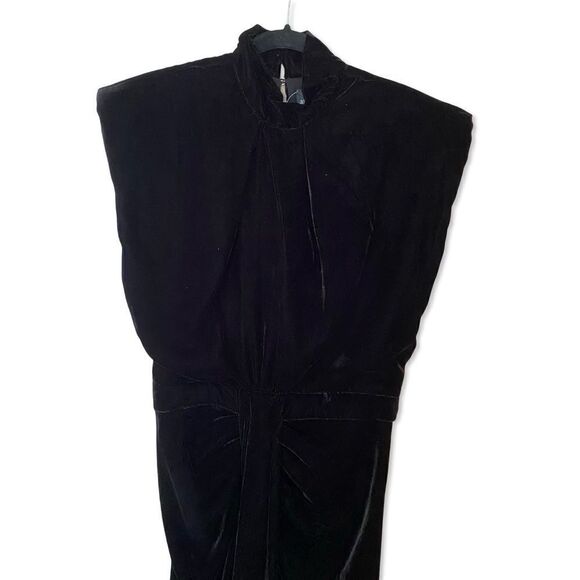 Sabina Musayev Leda Midi Dress Black Velvet open back goddess gown Revolve L - Picture 7 of 16